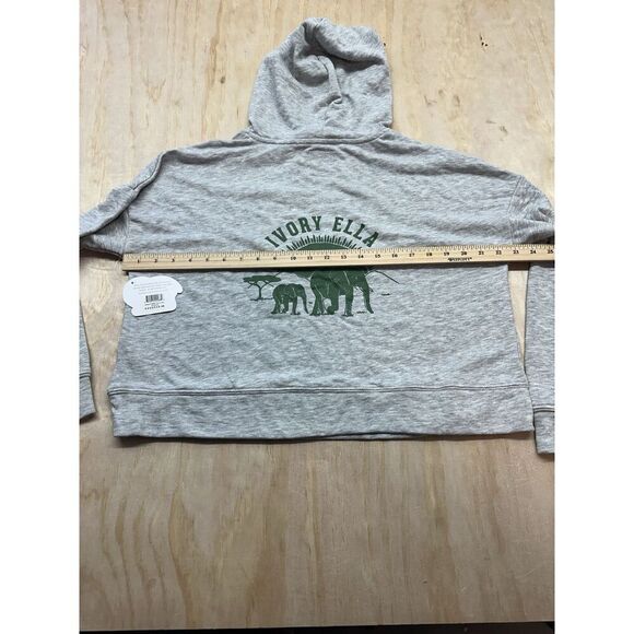 Ivory Ella Hoodie XS Elephant Cotton Blend Gray Cropped‎ - Picture 5 of 5
